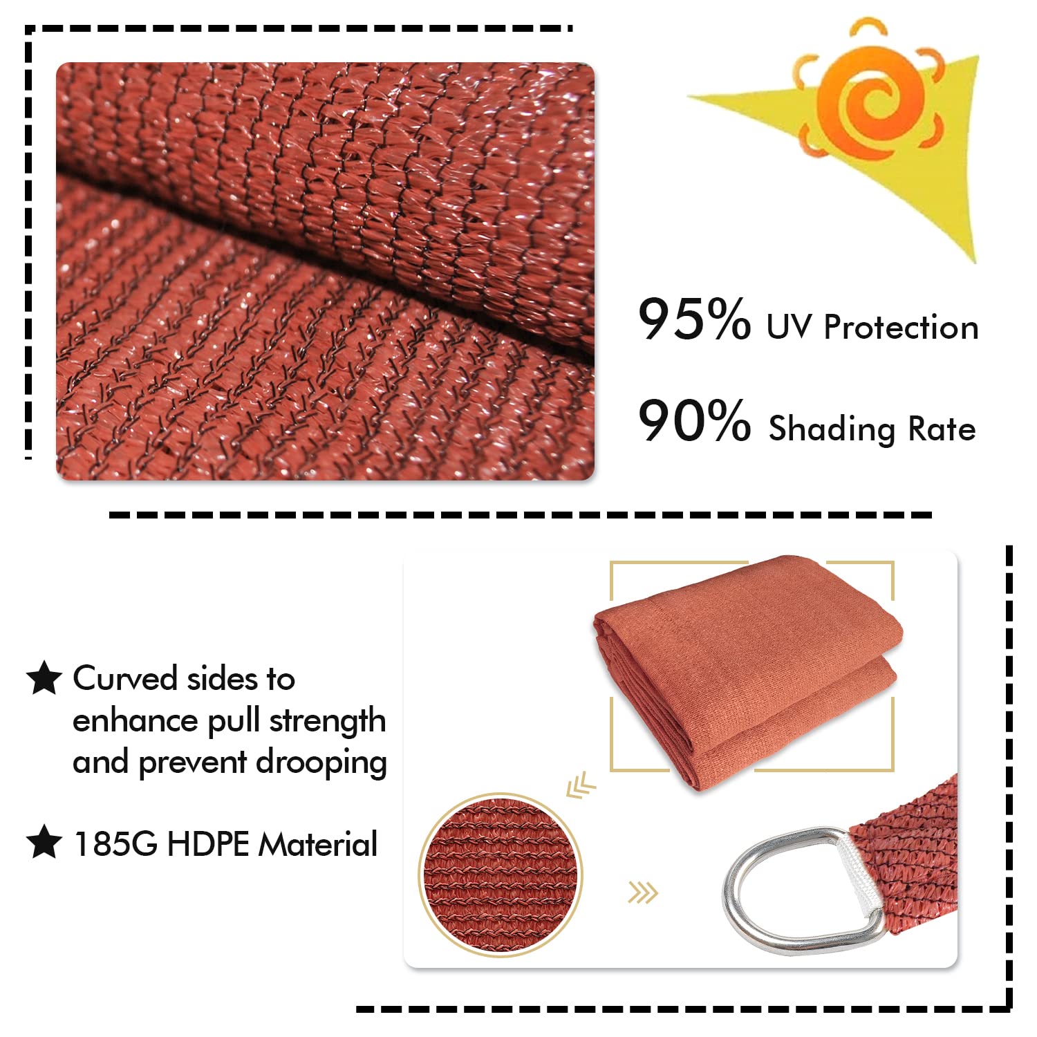 Amazon.com : KANAGAWA 7'X11' Rust Red Custom Size Sun Shade Sail